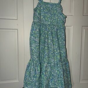 J Crew Blue and Green Paisley Maxi Girls Dress